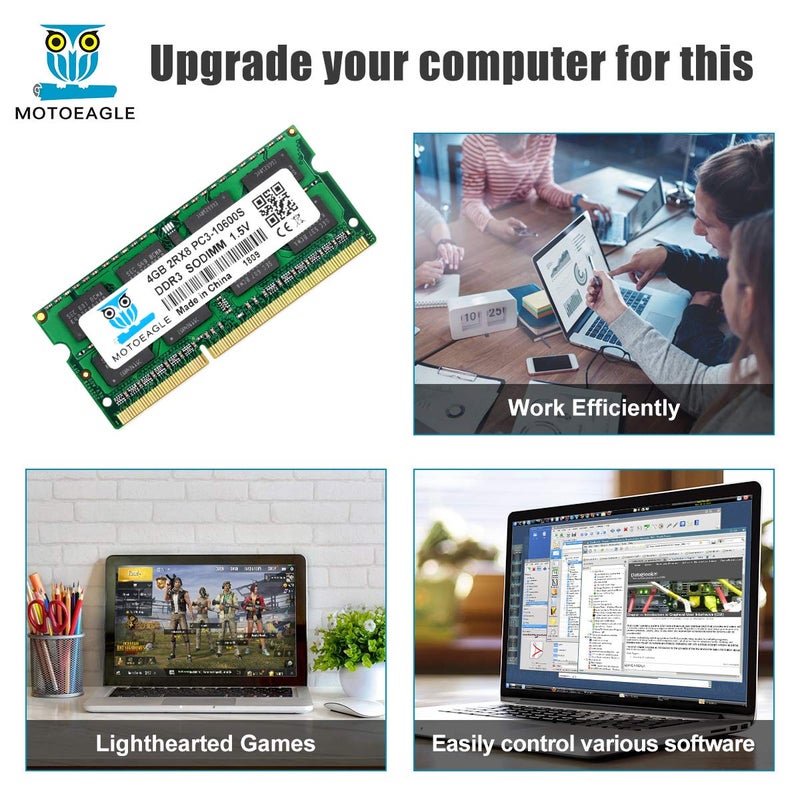 Motoeagle DDR3 1333MHz SODIMM 8GB Kit (2x4GB), 4GB 2RX8 PC3 10600S -09-11 204 Pin 1.5V Laptop Memory - Image 4